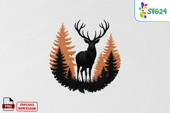 Review: Deer Forest Silhouette Embroidery PNG for Merch